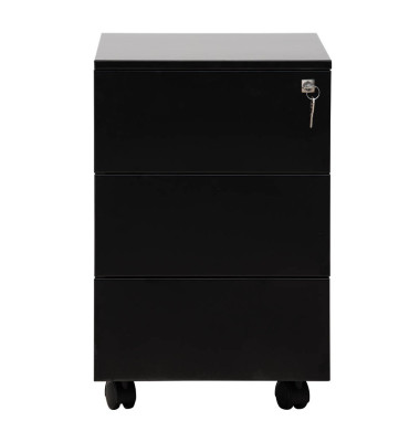 Rollcontainer 100581, schwarz, 3 Schubladen, Stahl, abschlie&szlig;bar