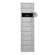 Schließfachschrank 110264, Metall, 1 Abteil mit 10 Fächern, abschließbar, 50x180cm (BxH), lichtgrau