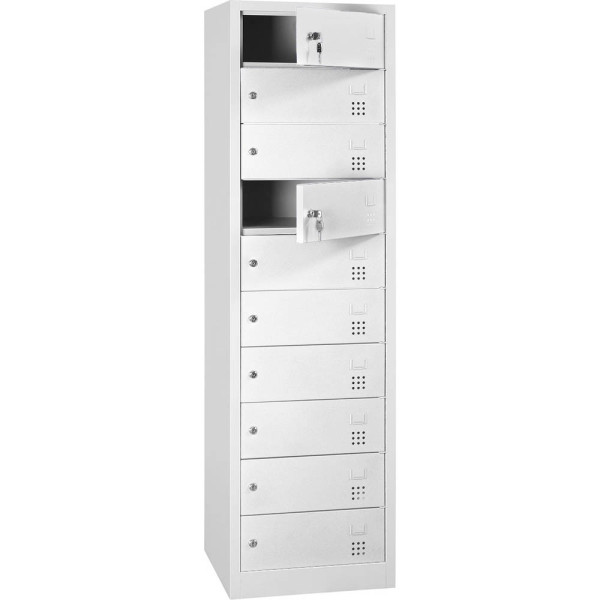 4260090176559 - Schließfachschrank 110096 Metall 1 Abteil mit 10 Fächern abschließbar 50x180cm (BxH) lichtgrau 4260090176559 Gürkan