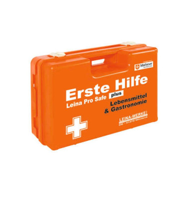 LEINA-WERKE Erste-Hilfe-Kasten Pro Safe plus Lebensmittel & Gastronomie DIN 13169 + branchenbezogene Zusatzerweiterung orange