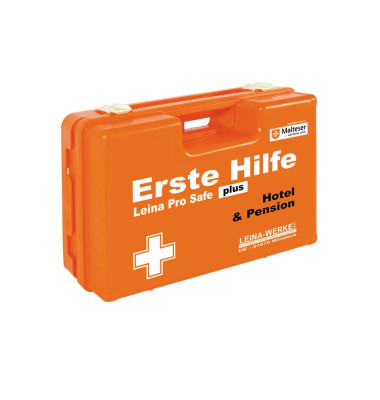 LEINA-WERKE Erste-Hilfe-Kasten Pro Safe plus Hotel & Pension DIN 13169 + branchenbezogene Zusatzerweiterung orange
