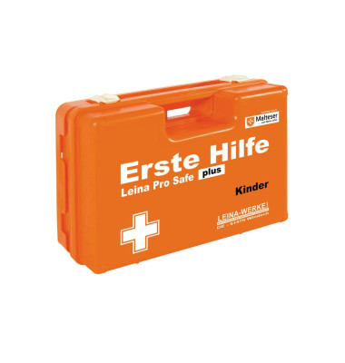 LEINA-WERKE Erste-Hilfe-Kasten Pro Safe plus Kinder DIN 13169 + branchenbezogene Zusatzerweiterung orange