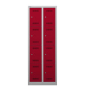 Schließfachschrank MonoBloc ML06D4506, Metall, 2 Abteile mit 8 Fächern, abschließbar, 61x170cm (BxH), rot