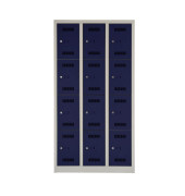 Schließfachschrank MonoBloc ML09T4505, Metall, 3 Abteile mit 12 Fächern, abschließbar, 90x170cm (BxH), blau