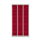 Schließfachschrank MonoBloc ML09T4506, Metall, 3 Abteile mit 12 Fächern, abschließbar, 90x170cm (BxH), rot