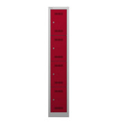 Schließfachschrank MonoBloc ML03S4506, Metall, 1 Abteil mit 4 Fächern, abschließbar, 32,2x170cm (BxH), rot