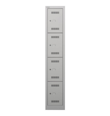 Schließfachschrank MonoBloc ML03S4645, Metall, 1 Abteil mit 4 Fächern, abschließbar, 32,2x170cm (BxH), lichtgrau