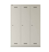 Spind MonoBloc MLD12T1645, Metall, 3 Abteile mit 3 Fächern, abschließbar, 120x170cm (BxH), lichtgrau