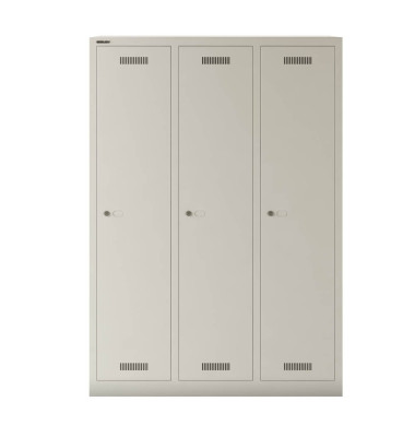 Spind MonoBloc MLD12T1645, Metall, 3 Abteile mit 3 Fächern, abschließbar, 120x170cm (BxH), lichtgrau Spind MonoBloc MLD12T1645, Metall, 3 Abteile mit 3 Fächern, abschließbar, 120x170cm (BxH), lichtgrau