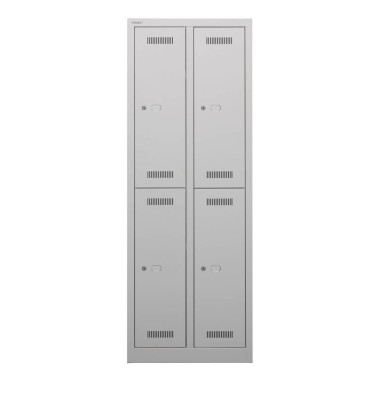 Spind MonoBloc ML06D2645, Metall, 2 Abteile mit 4 Fächern, abschließbar, 61x170cm (BxH), lichtgrau