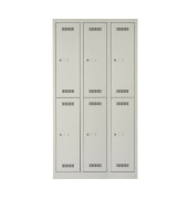 Spind MonoBloc ML09T2645, Metall, 3 Abteile mit 6 Fächern, abschließbar, 90x170cm (BxH), lichtgrau