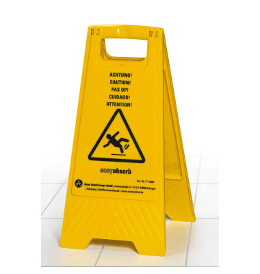 Warnschild "Achtung" 5-sprachig gelb 240x610mm