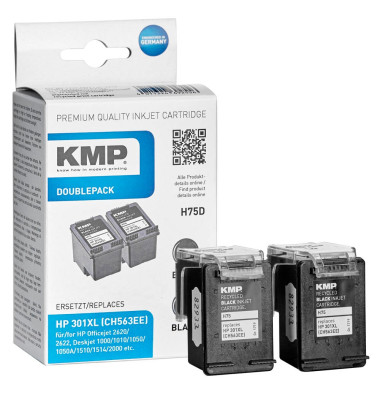 KMP H75D schwarz Tintenpatronen ersetzt HP 301XL KMP H75D schwarz Tintenpatronen ersetzt HP 301XL