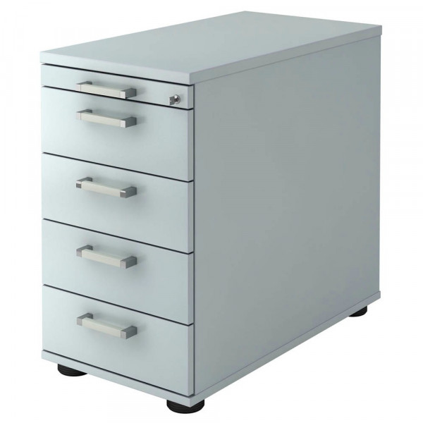 4032062122198 - Solid SC50 Standcontainer lichtgrau 5 Auszüge Metall-Stangengriff chrom gebürstet 428 x 800 x 720 - 760 cm