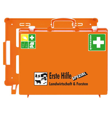 Erste-Hilfe-Kasten SPEZIAL MT-CD Landwirtschaft & Forsten DIN 13157 + branchenbezogene Zusatzerweiterung orange Erste-Hilfe-Kasten SPEZIAL MT-CD Landwirtschaft & Forsten DIN 13157 + branchenbezogene Zusatzerweiterung orange