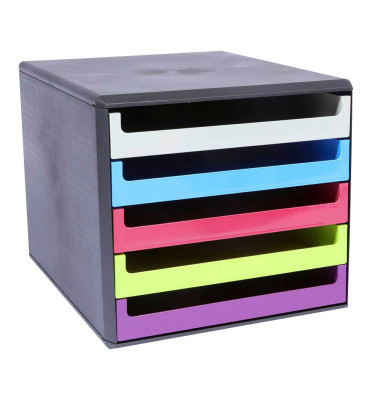 Schubladenbox 30057680 anthrazit/bunt mit 5 Schubladen offen Schubladenbox 30057680 anthrazit/bunt mit 5 Schubladen offen