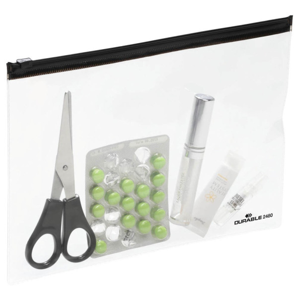 DURABLE Gleitverschlussbeutel ZIP BAG DIN A5 transparent/schwarz 0,43 mm, 5 St.