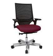 Bürostuhl T300, bordeaux / silber, mit Armlehnen, bis 110kg