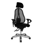 B&uuml;rostuhl Sitness 45, schwarz / chrom, mit Armlehnen, bis 110kg, mit Kopfst&uuml;tze