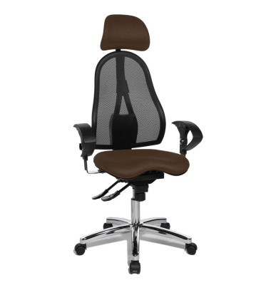Bürostuhl Sitness 45, braun / chrom, mit Armlehnen, bis 110kg