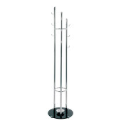 Garderobenständer 89255, mit 9 Haken, mit Schirmständer, Metall, silber