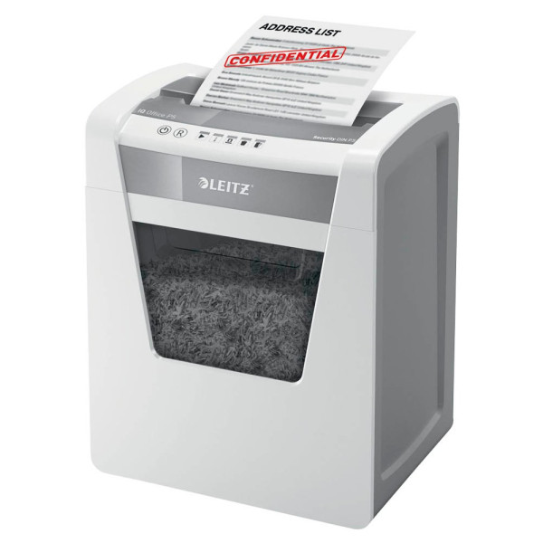 4002432118953 - IQ Office Aktenvernichter P5 Mikroschnitt 2 x 15 mm 23 l 10 Blatt Schnittleistung Anti-Papierstau-Technologie weiß