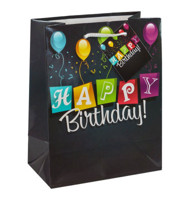 Geschenktasche 84014-6-SG Geburtstag Serie 1, Geburtstag, Kunststoffkordel mit Karte, HAPPY BIRTHDAY, 18cm x 23cm Geschenktasche 84014-6-SG Geburtstag Serie 1, Geburtstag, Kunststoffkordel mit Karte, HAPPY BIRTHDAY, 18cm x 23cm