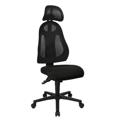 Bürostuhl Free Art mit Kopfstütze, schwarz / schwarz, bis 110kg