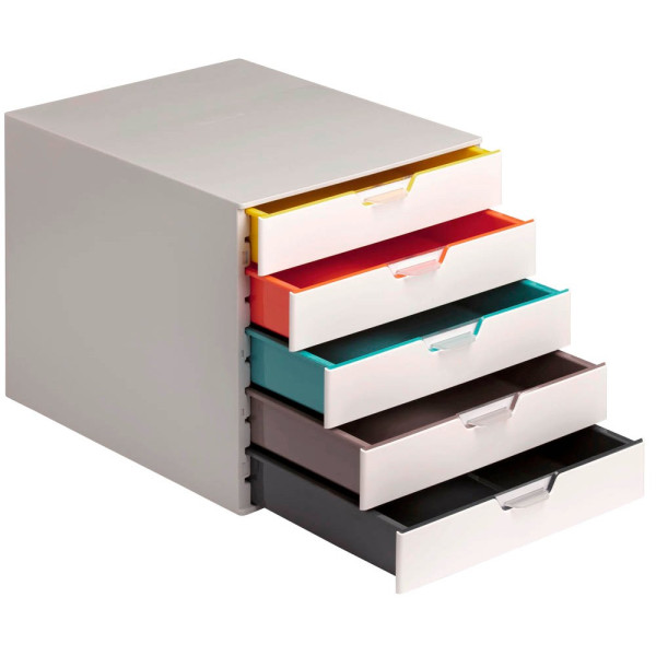 4005546993263 - Schubladenbox varicolor® mix 5 varicolor® mix 5 5 Schubladen din A4 din C4 Folio Letter abs Kunststoff Gehäusefarbe weiß Farbe der Schublade
