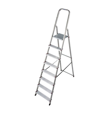 Stehleiter 000767 CORDA, 1 x 8 Stufen, silber, Aluminium
