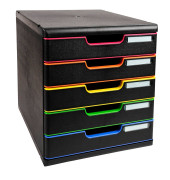 Schubladenbox Modulo 301914D schwarz/bunt 5 Schubladen geschlossen