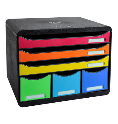 Schubladenbox Store-Box 306798D schwarz/bunt 6 Schubladen geschlossen
