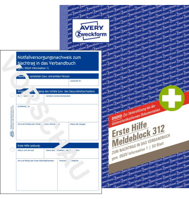 Formularbuch 312 Erste Hilfe Meldeblock