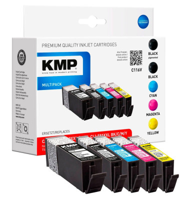 Druckerpatrone C116V, 1576,0255 kompatibel zu Canon PGI-580XXL PBGK, CLI-551XL BK/C/M/Y, Multipack, 2x schwarz, cyan, magenta