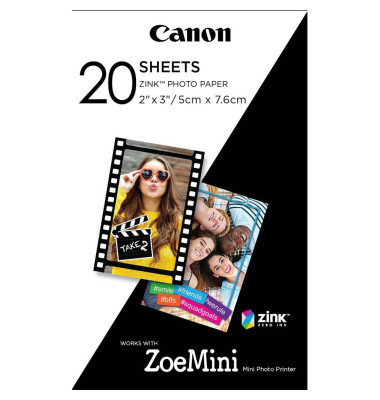 Fotopapier ZP-2030 ZINK 3214C002, 5x7,5cm, für Zoemini weiß glänzend