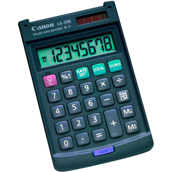 4960999651729 - LS-39E - Taschenrechner - 8 Stellen - Solarpanel Batterie - Dunkelgrau