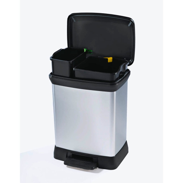 3253922165167 - Curver DECO Bin 240638 Mülleimer 30 l (B x H x T) 390 x 510 x 290 mm Silber Schwarz 1 St 3253922165167 - Curver DECO Bin 240638 Mülleimer 30 l (B x H x T) 390 x 510 x 290 mm Silber Schwarz 1 St