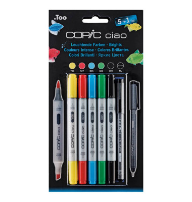 Layoutmarker Ciao 22075550 5+1er Etui farbig sortiert 1mm & 6mm Rundspitze/Keilspitze
