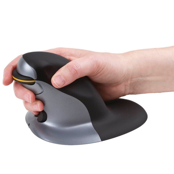 0043859735952 - Vertikalmaus Penguin S 9894901 6 Tasten kabellos USB-Funk ergonomisch klein Laser schwarz silber 0043859735952 Fellowes