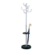 Garderobenständer Sierra 6098, mit 8 Haken, mit Schirmständer, Metall, silber, schwarz