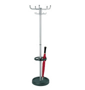 Garderobenständer Larco 6092, mit 10 Haken, mit Schirmständer, Metall, silber