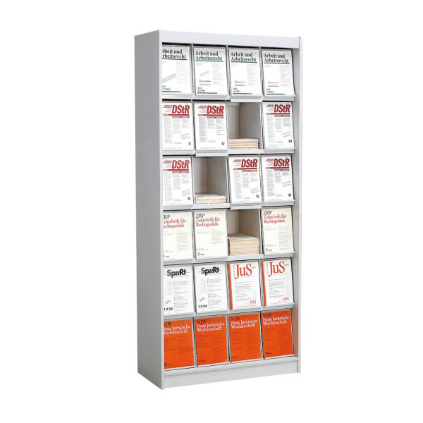 4044917098503 - Prospektregal Media grau DIN A4 24 Fächer 970 x 420 x 2200 cm 1 St