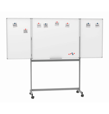 Klappstativdrehtafel-Whiteboard MAULstandard, 6458684, 150/300x100cm (BxH), kunststoffbeschichtet, Aluminium