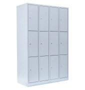 Schließfachschrank 520340, Metall, 4 Abteile mit 12 Fächern, abschließbar, 117x180cm (BxH), lichtgrau