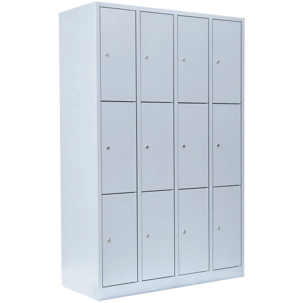 4061815517660 - Schließfachschrank 520340 Metall 4 Abteile mit 12 Fächern abschließbar 117x180cm (BxH) lichtgrau 4061815517660 LÜLLMANN 4061815517660 - Schließfachschrank 520340 Metall 4 Abteile mit 12 Fächern abschließbar 117x180cm (BxH) lichtgrau 4061815517660 LÜLLMANN