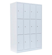 Schließfachschrank 520347, Metall, 4 Abteile mit 12 Fächern, abschließbar, 117x180cm (BxH), weiß
