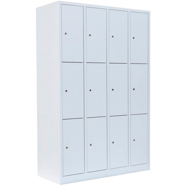 Lullmann Schliessfachschrank 520347 Metall 4 Abteile Mit 12 Fachern Abschliessbar 117x180cm Bxh Weiss Burobedarf Thuringen