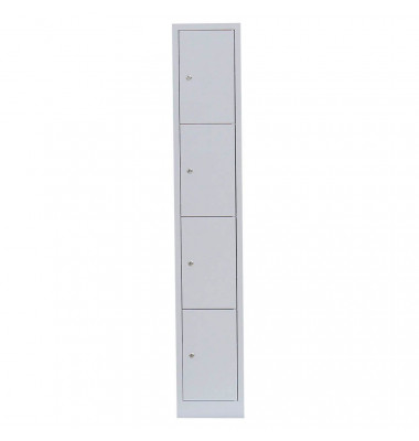 Schließfachschrank 520410, Metall, 1 Abteil mit 4 Fächern, abschließbar, 31,5x180cm (BxH), lichtgrau