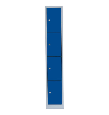 Schließfachschrank 520411, Metall, 1 Abteil mit 4 Fächern, abschließbar, 31,5x180cm (BxH), blau