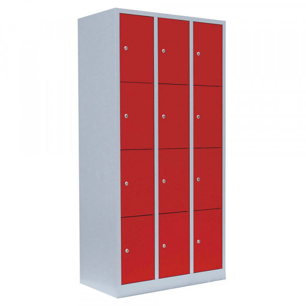 4061815518056 - Schließfachschrank 520434 Metall 3 Abteile mit 12 Fächern abschließbar 885x180cm (BxH) rot 4061815518056 LÜLLMANN 4061815518056 - Schließfachschrank 520434 Metall 3 Abteile mit 12 Fächern abschließbar 885x180cm (BxH) rot 4061815518056 LÜLLMANN
